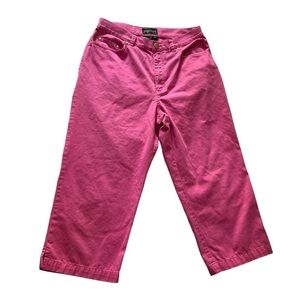 Ralph Lauren Jeans Womens 10 Pink Denim Pants Crop Capri Preppy Casual Cotton